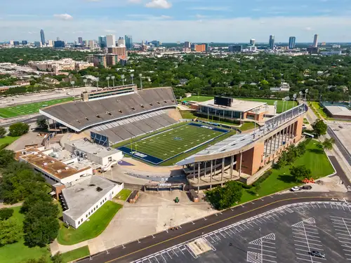 A distant photo of Rice Stadium, Houston Tx